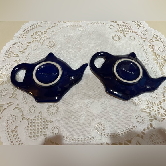 Blue Ceramic Tea Bag or Spoon 🥄 Rest from Le Gourmet Chef~Set of 2 - Picture 2 of 2